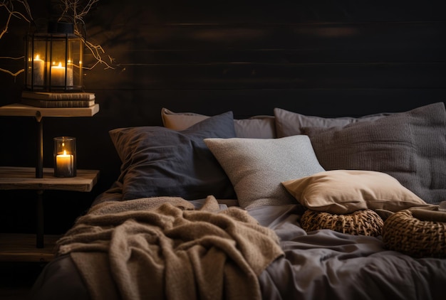 Уютная спальня со стильным декором в осеннем стиле