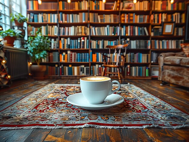 Photo cozy book cafe hosting author signings and literary events