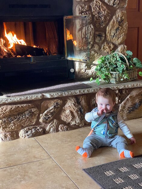 cozy by the fireplace