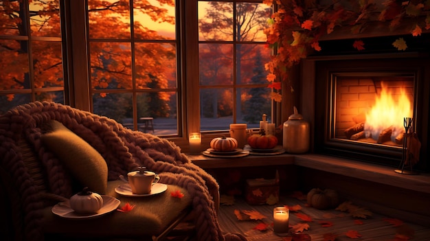 Photo a cozy cabin in autumn