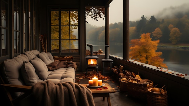 Photo a cozy cabin in autumn