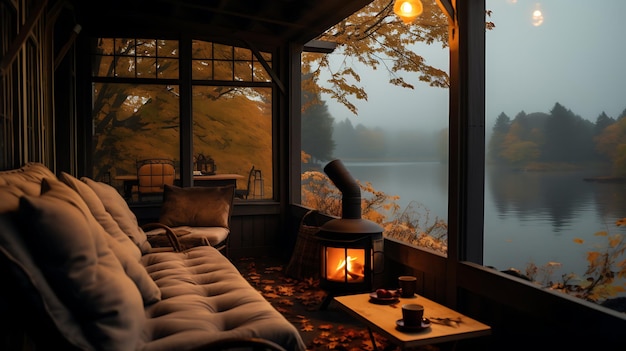 Photo a cozy cabin in autumn