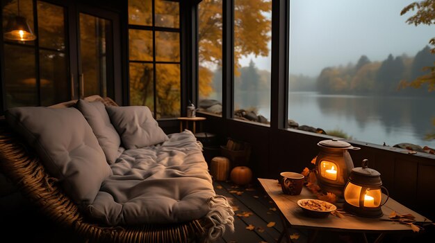 Photo a cozy cabin in autumn