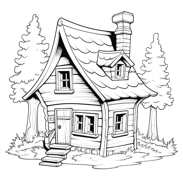 cozy cabin for coloring page