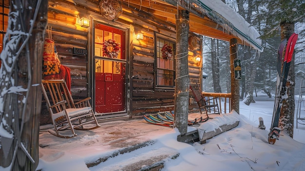 Photo a cozy cabin in the woods is the perfect place to escape the hustle and bustle of everyday life