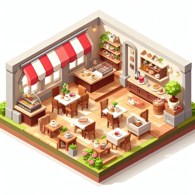 Photo cozy cafe isometric