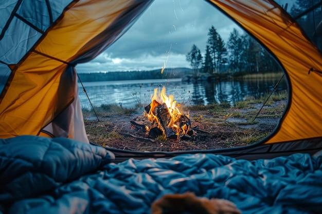 Cozy Campsite View from Inside Tent