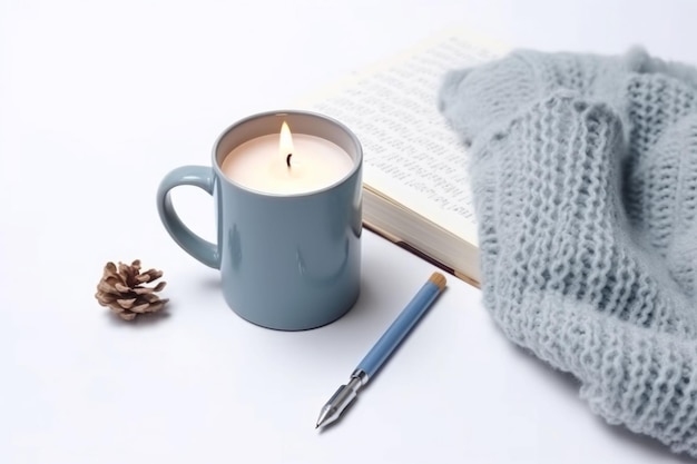 Cozy candles sketchbook Interior decor Generate Ai