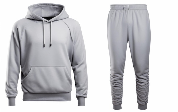 Photo cozy casuals hoodie and jogger pants for relaxed wear on white background