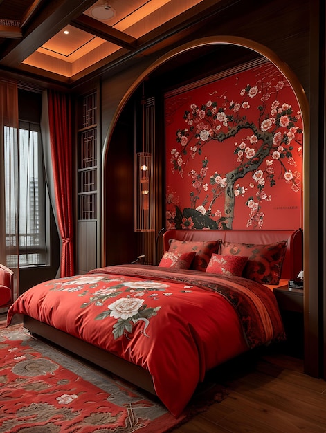 Cozy chinese inspired guest suite with ming dynasty inspired furn interior layout creative decor