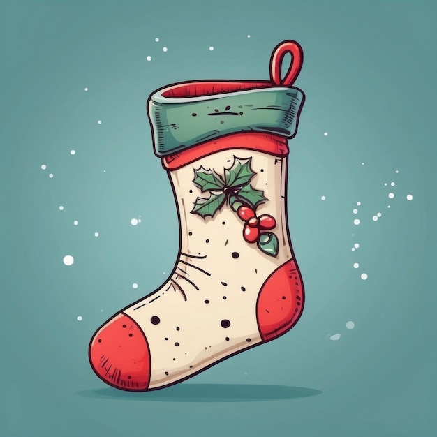 Cozy Christmas Charm HandDrawn Sock Element Illustration