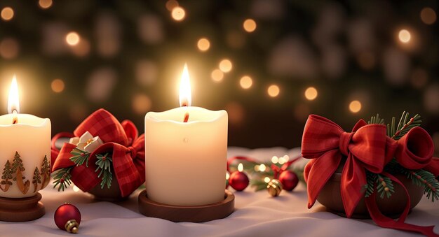 Photo a cozy christmas glow candlelight and bokeh magic
