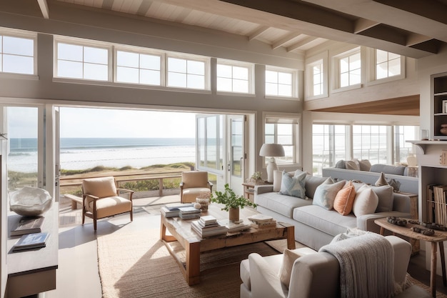 Cozy coastal home filled with natural light and views of the beach