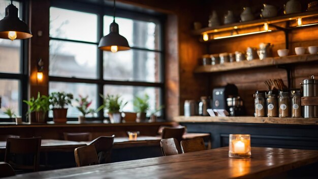 Photo cozy coffee shop interior with a vintage menu board and espresso cups