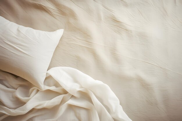 快適で快適な白い枕をベッドに置いて 夜の睡眠をリラックスさせます