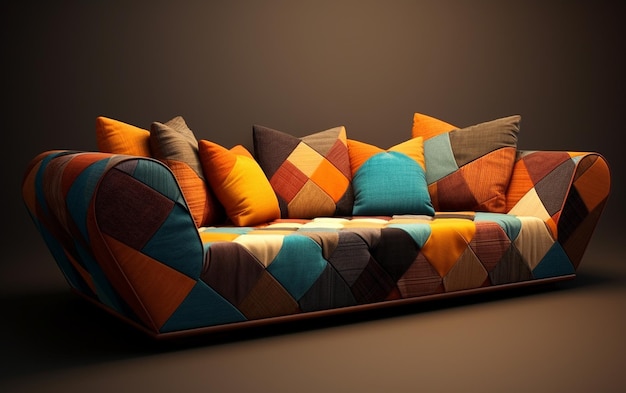 Photo the cozy corner couch with geometric patterns generative ai