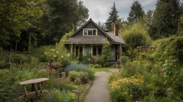 A Cozy Cottage Surrounded by a Beautiful Sprawling Garden