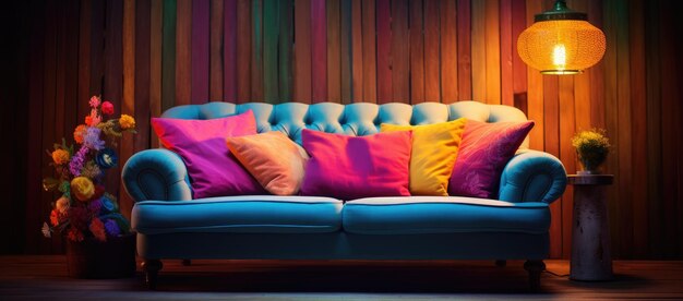 Photo a cozy couch with an array of plush pillows