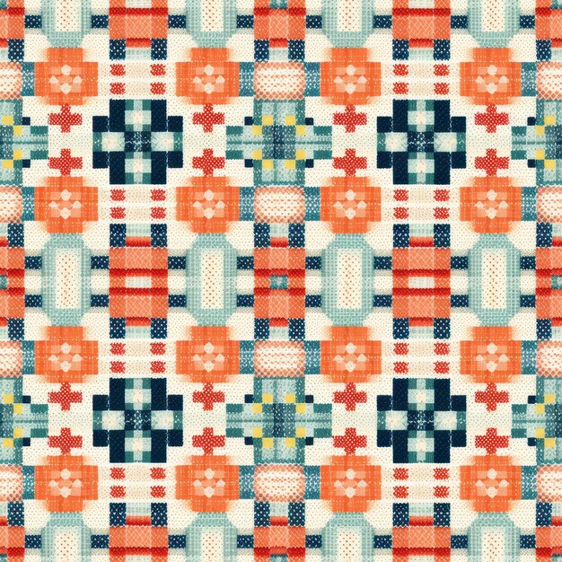 Cozy cross stitch quilt pattern with intricate details Generative AI