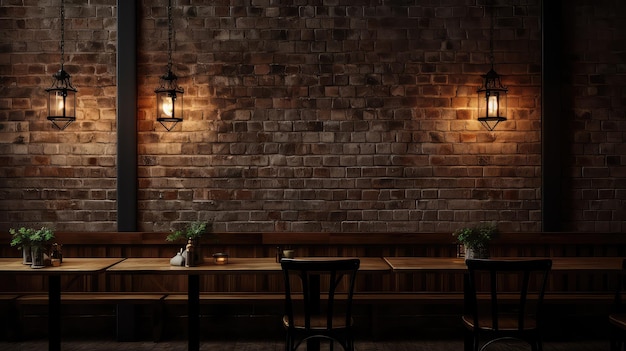 Foto sfondio accogliente e scuro di un ristorante