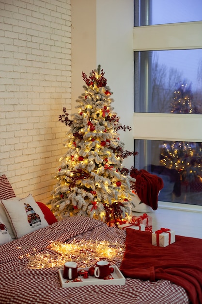 Cozy Decorated bedroom for Christmas holidays