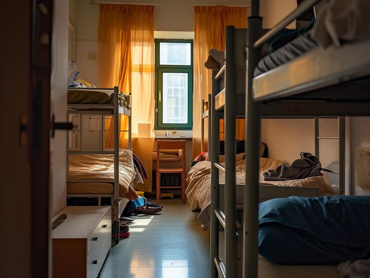 Cozy Dorm Room with Sunlight