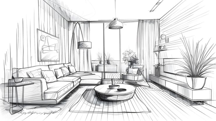 Photo cozy and elegant modern living room with minimalist design elements