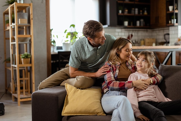 Cozy family bonding moment in a warm living room