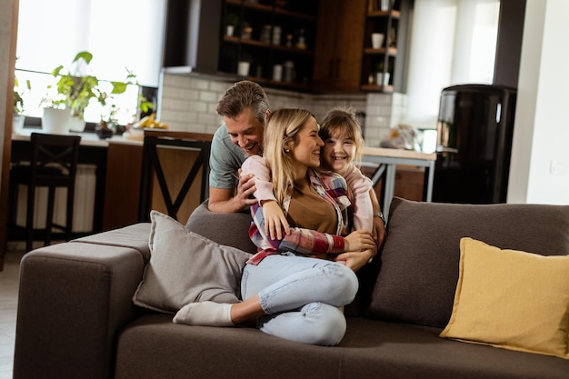 Cozy family bonding moment in a warm living room