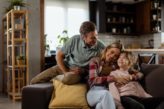 Cozy family bonding moment in a warm living room