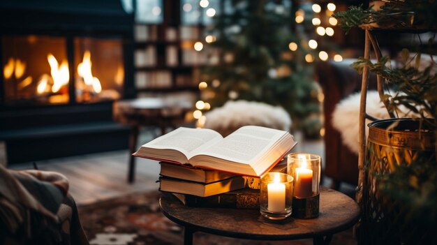 Cozy Fireside Book Club Gathering with Friends Discussing Festive Reads Christmas party Merry Chr