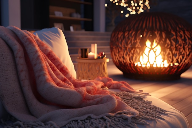 A cozy fireside cuddle with a red heartshaped rug 00096 02