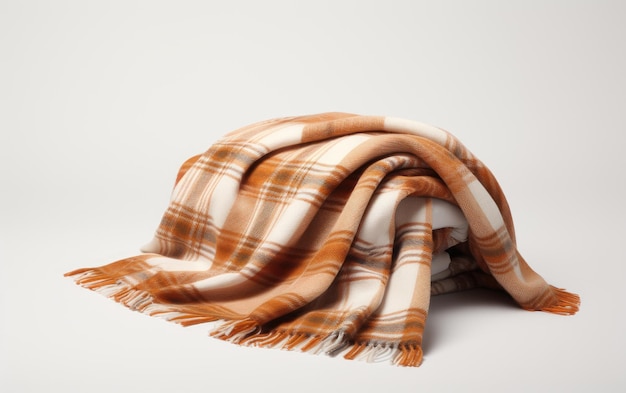 Уютный шарф с шерстяным одеялом на белом фоне
