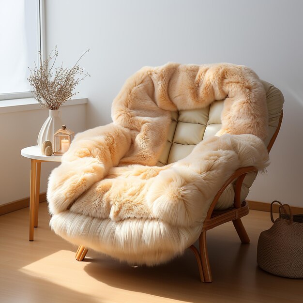 Photo a cozy fur armchair in a bright room