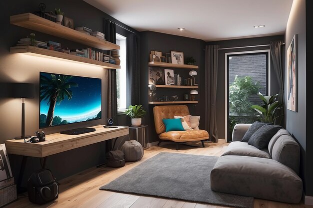 Cozy Gaming Nook Intimate Atmosphere Showcase (uitstalling van de intieme sfeer van de speeltuin)