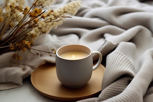 Cozy home atmosphere love candle still life photography