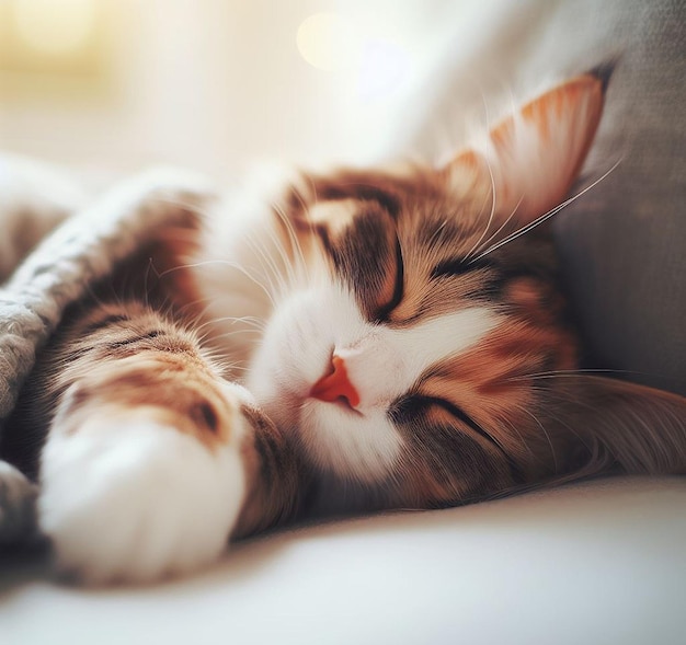 Premium AI Image | cozy laughing smiley smiling Lying purring cat ...