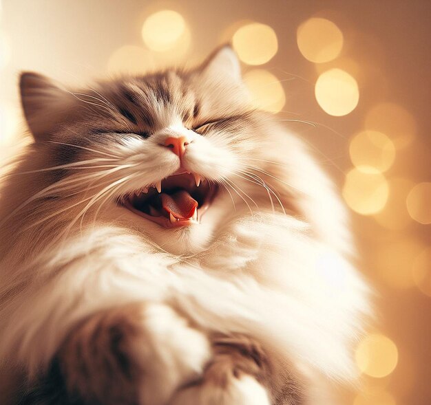 cozy laughing smiley smiling Lying purring cat wallpaper poster background picture image