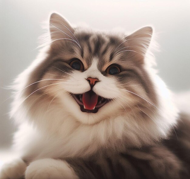 cozy laughing smiley smiling Lying purring cat wallpaper poster background picture image