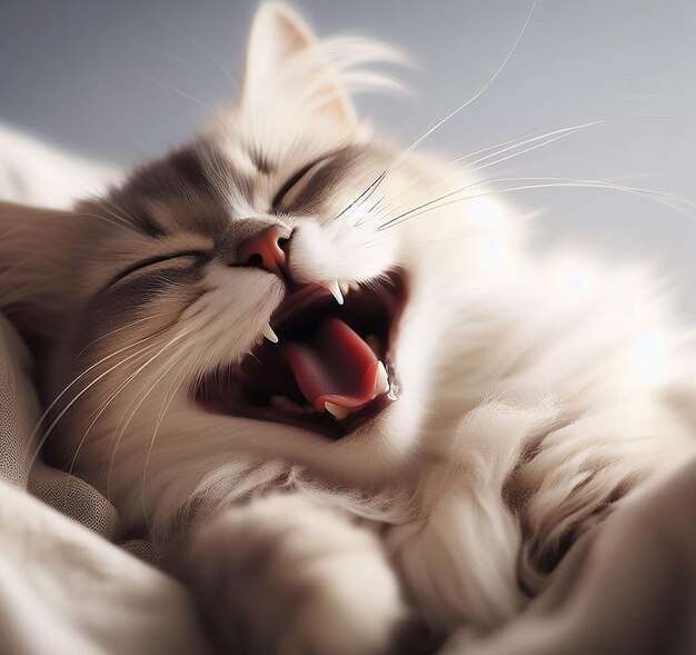 cozy laughing smiley smiling Lying purring cat wallpaper poster background picture image