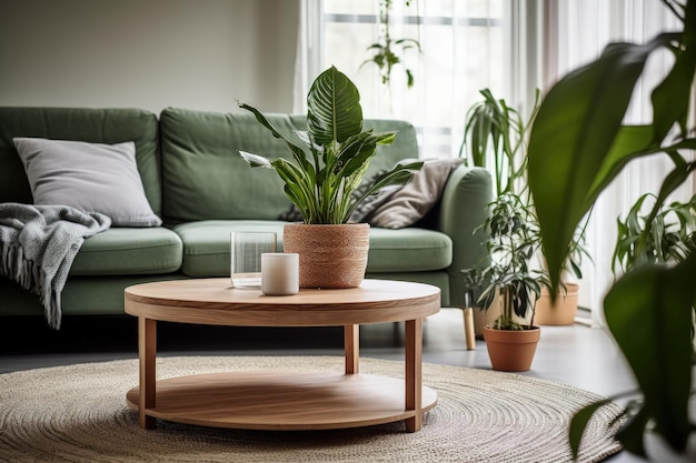 Cozy living room featuring a table houseplant and carpet