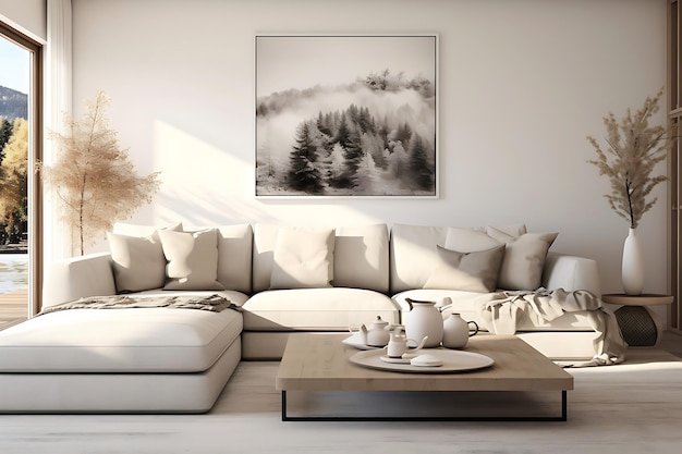 Cozy living Room Interior Design 3D Rendering