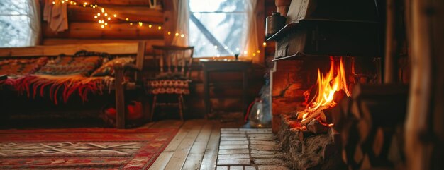 Фото Уютная гостиная с камином и ковром