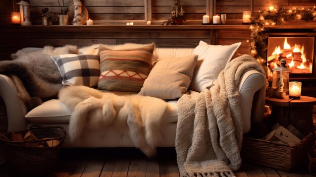 Cozy Living Room With Fireplace and Furniture