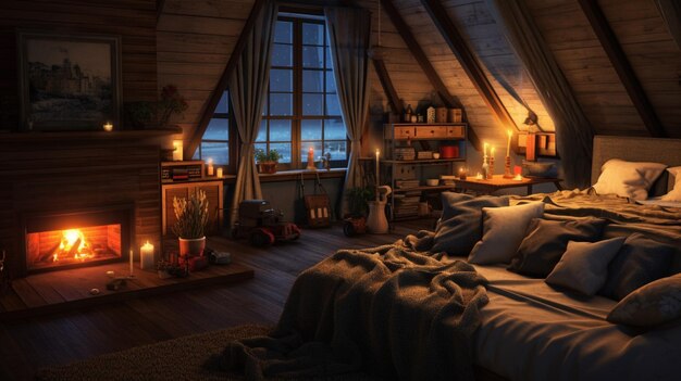 Cozy living room with plush blankets and cushions