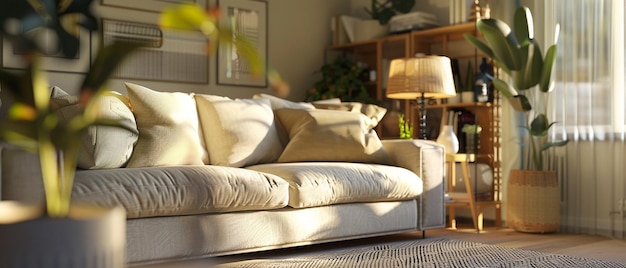 cozy living room with sofa natural light and plush cushions