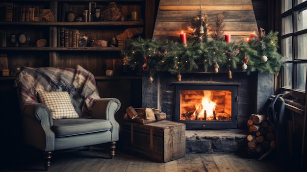 A Cozy Living Room with Stylish Furniture and a Warm Fireplace