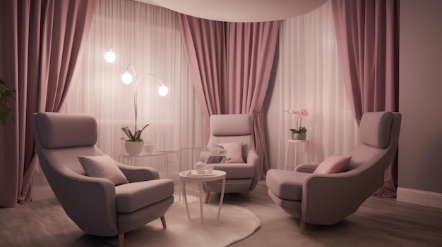 A cozy lounge area within the salon where clients can relax AI generated