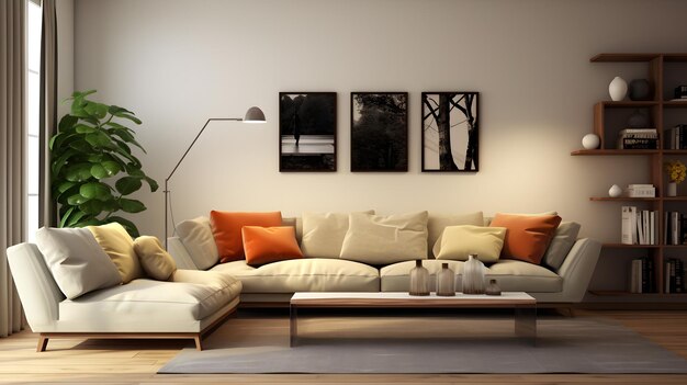 Cozy and Modern Arafed Living Room with Stylish Couch Perfect for Home Decor an