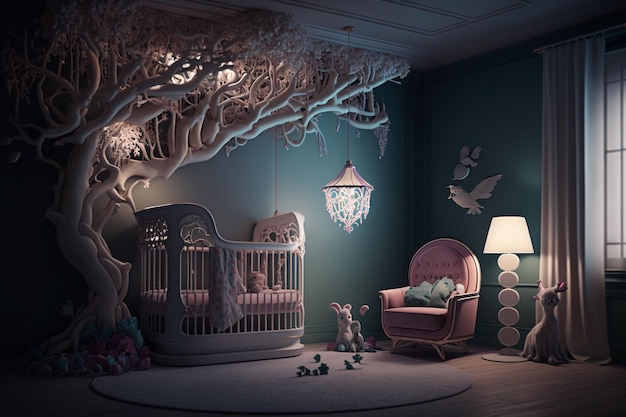 어린 아이들과 십대들을 위한 아늑하고 현대적인 아름다운 방 거실 Children39s 방 현대적인 디자인 창의적인 레이아웃 장난감 및 학습 속성 유아용 침대 밝은 창 어린이 아기 인테리어